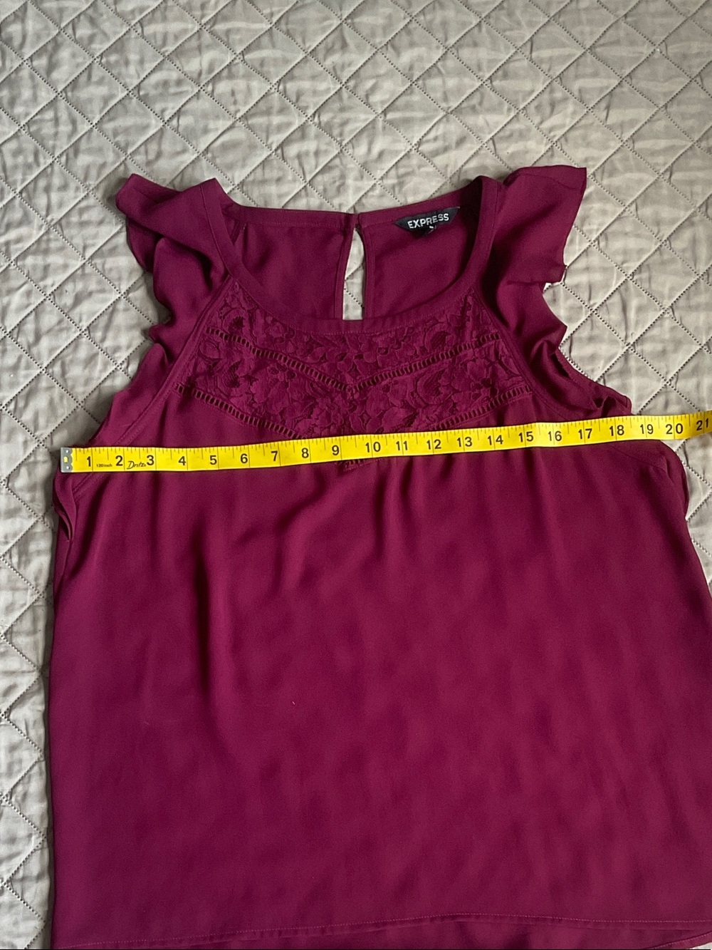 Express Burgundy Lace Yoke Flutter Sleeve Camisole - Picture 5 of 7